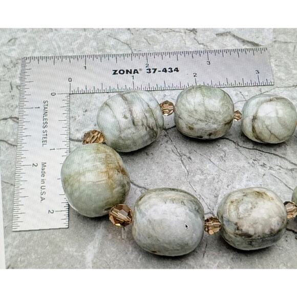 Signed BB Sterling Silver Graduated Aqua/Jadeite Stone Bead 22" Necklace 192.1g - Picture 14 of 14